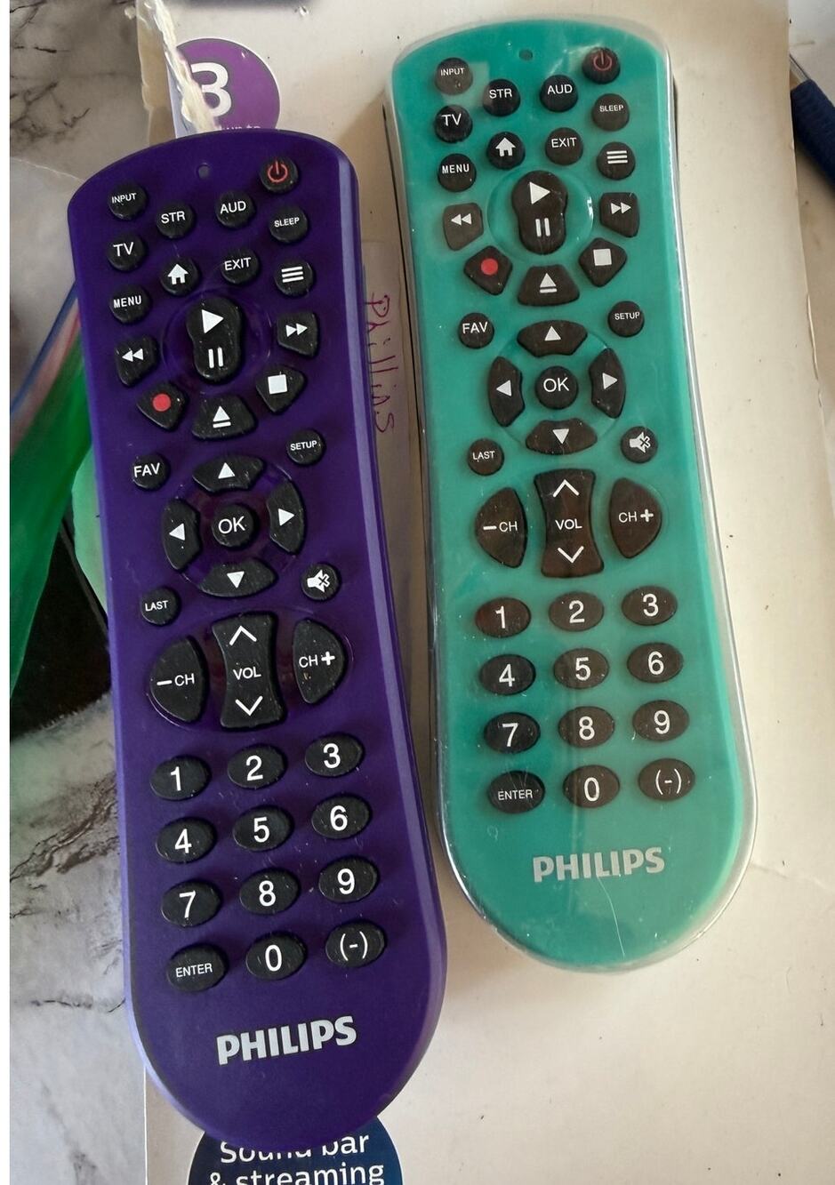 SKU3304 Philips Universal Remote Control Set (Teal & Purple - 2 Pack)